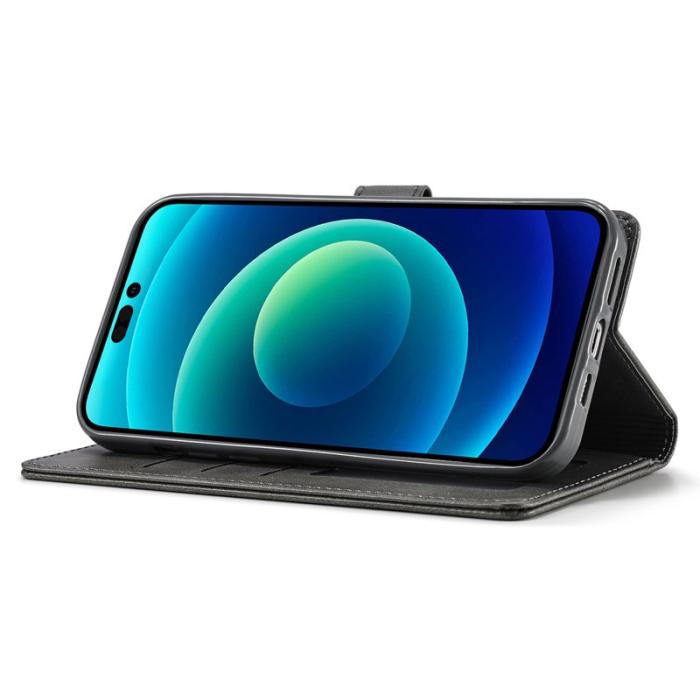 LC.imeeke - LC.IMEEKE iPhone 15 Fodral Drop Resistant PU Läder - Grå