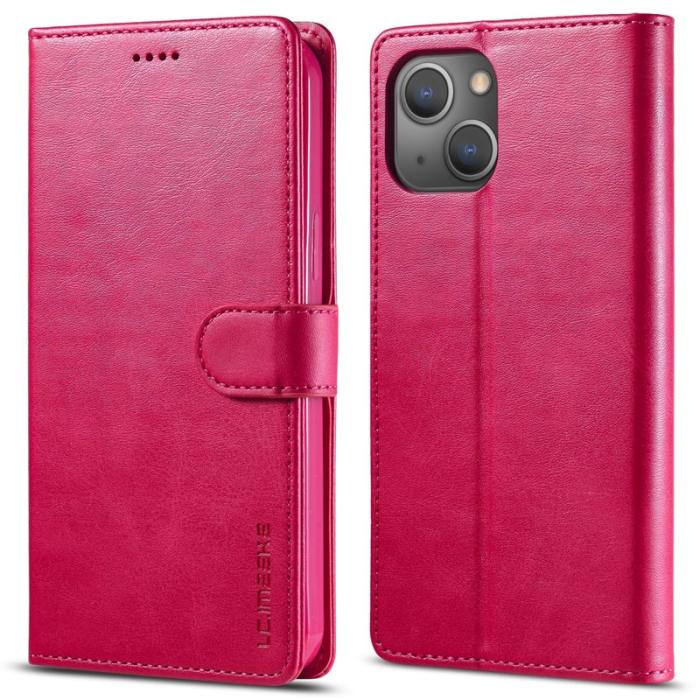 LC.imeeke - LC.IMEEKE iPhone 15 Fodral Drop Resistant PU Läder - Rosa