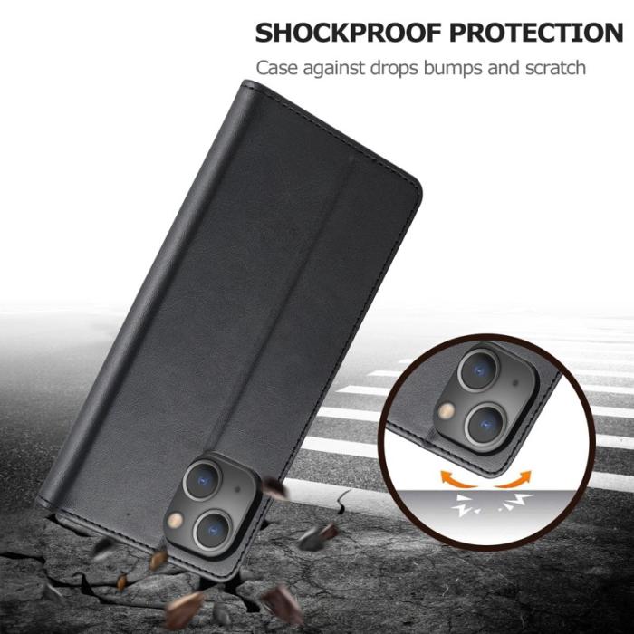 LC.imeeke - LC.IMEEKE iPhone 15 Fodral Drop Resistant PU Läder - Svart