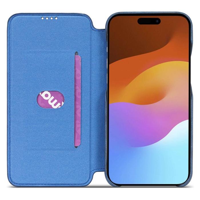 LC.imeeke - LC.IMEEKE iPhone 15 Fodral i Äkta läder - Blå