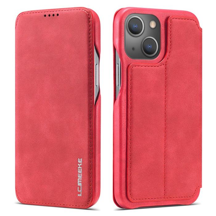 LC.imeeke - LC.IMEEKE iPhone 15 Fodral i Äkta Läder - Röd