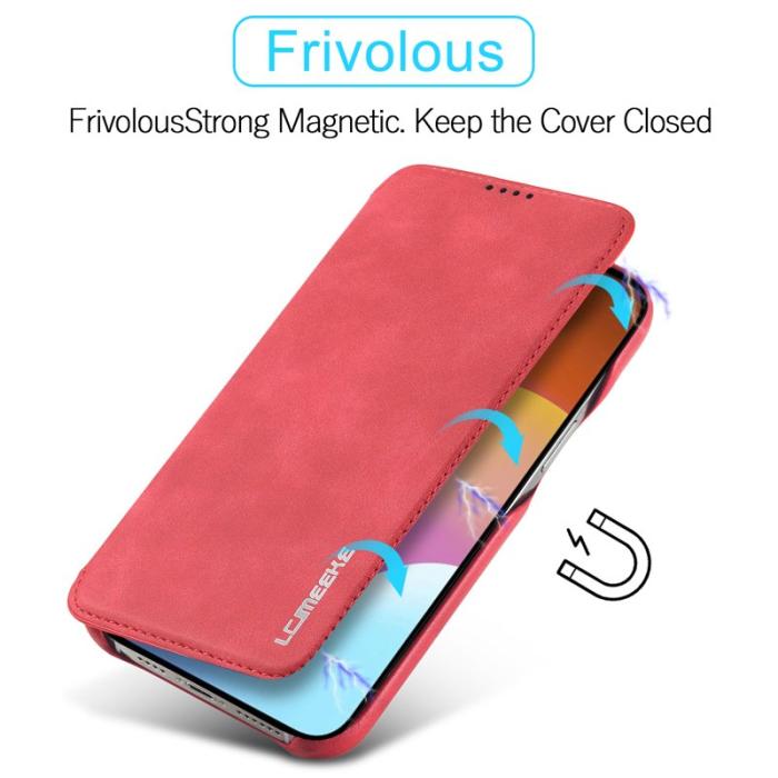 LC.imeeke - LC.IMEEKE iPhone 15 Fodral i Äkta Läder - Röd