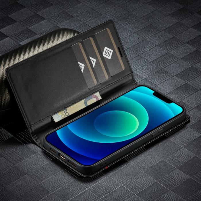 LC.imeeke - LC.IMEEKE iPhone 15 Fodral i Äkta Läder - Vertikal Rand