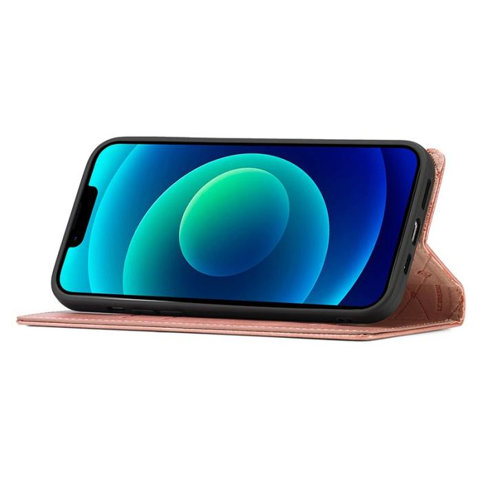 LC.imeeke - LC.IMEEKE iPhone 15 Fodral i Microfiberläder - Roséguld