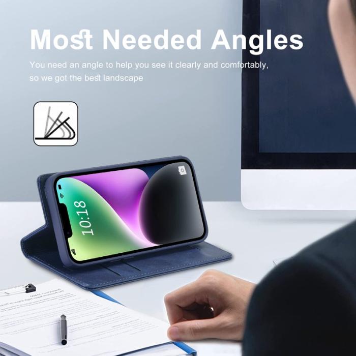 LC.imeeke - LC.IMEEKE iPhone 15 Fodral i PU-läder - RFID-blockerande - Blå