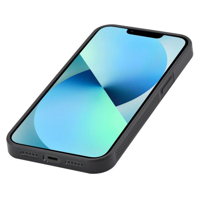 LC.imeeke - LC.IMEEKE iPhone 15 Fodral - Kolfiber Textur - PU Läder - Svart