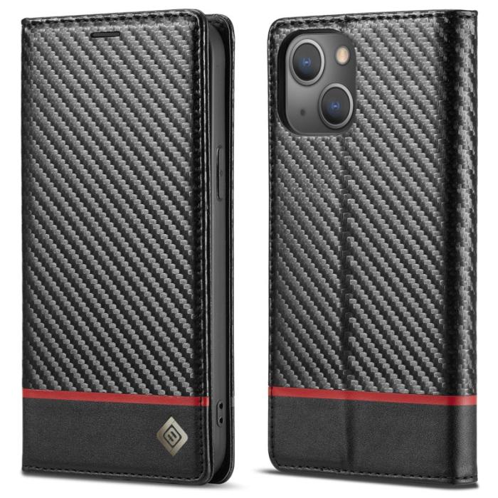 LC.imeeke - LC.IMEEKE iPhone 15 Plus Fodral Äkta läder - Horisontell Rand