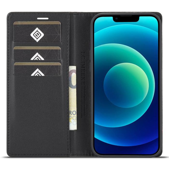 LC.imeeke - LC.IMEEKE iPhone 15 Plus Fodral Äkta läder - Horisontell Rand