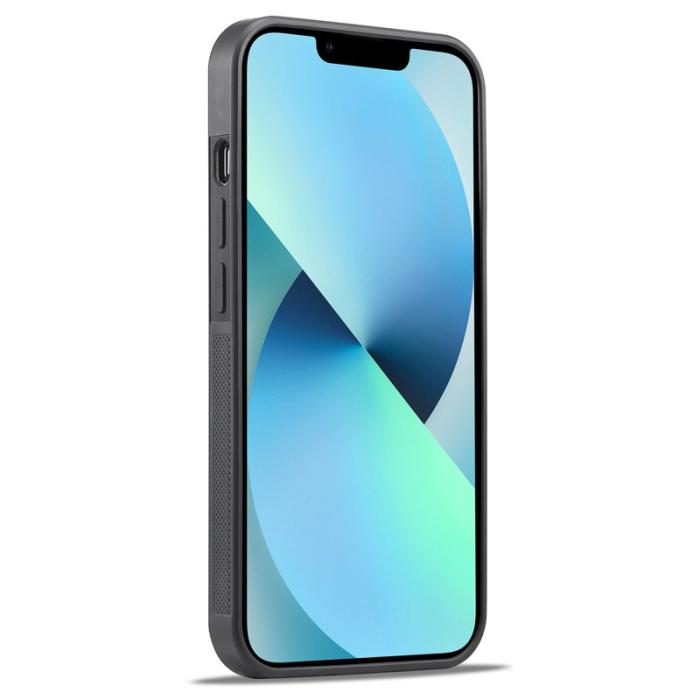 LC.imeeke - LC.IMEEKE iPhone 15 Plus Fodral - Kolfiber PU Läder - Svart