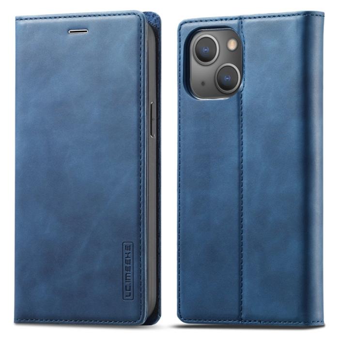 LC.imeeke - LC.IMEEKE iPhone 15 Plus Fodral - Mikrofiberläder - Blå