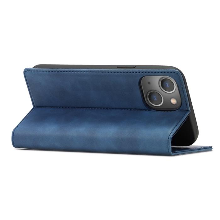 LC.imeeke - LC.IMEEKE iPhone 15 Plus Fodral - Mikrofiberläder - Blå