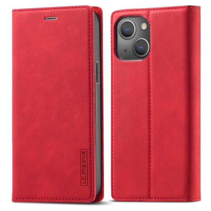 LC.imeeke - LC.IMEEKE iPhone 15 Plus Fodral - Mikrofiberläder - Röd