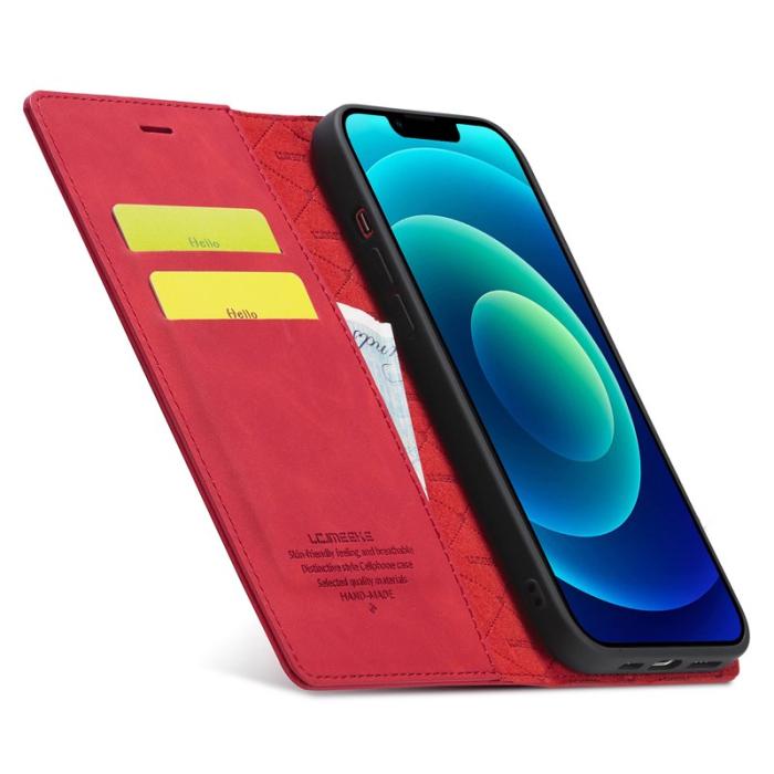 LC.imeeke - LC.IMEEKE iPhone 15 Plus Fodral - Mikrofiberläder - Röd