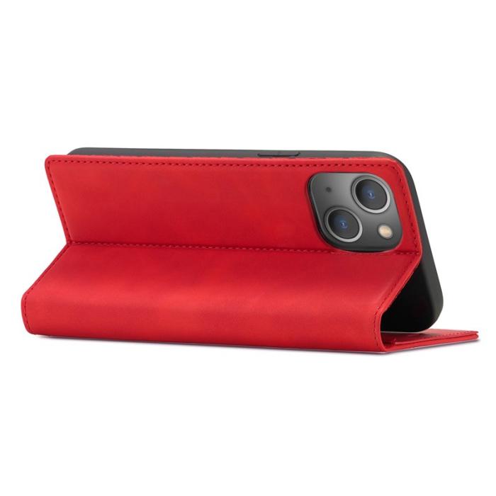 LC.imeeke - LC.IMEEKE iPhone 15 Plus Fodral - Mikrofiberläder - Röd