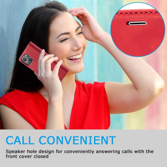 LC.imeeke - LC.IMEEKE iPhone 15 Plus Fodral - Mikrofiberläder - Röd