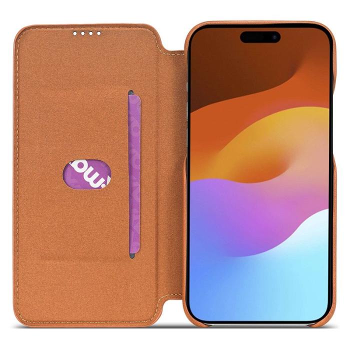 LC.imeeke - LC.IMEEKE iPhone 15 Plus Fodral PU Läder - Brun