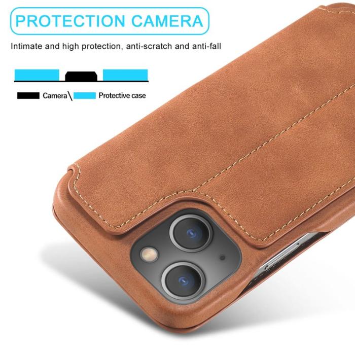 LC.imeeke - LC.IMEEKE iPhone 15 Plus Fodral PU Läder - Brun