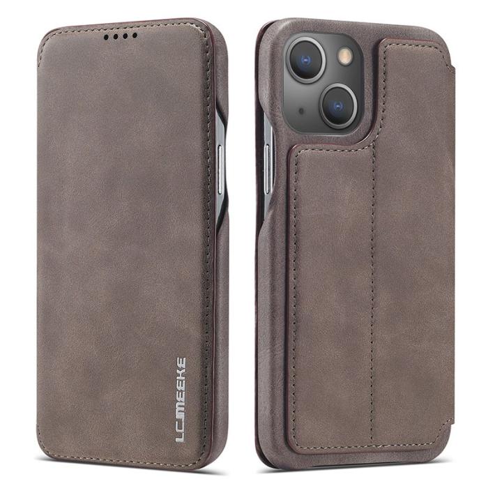 LC.imeeke - LC.IMEEKE iPhone 15 Plus Fodral PU Läder - Kaffe