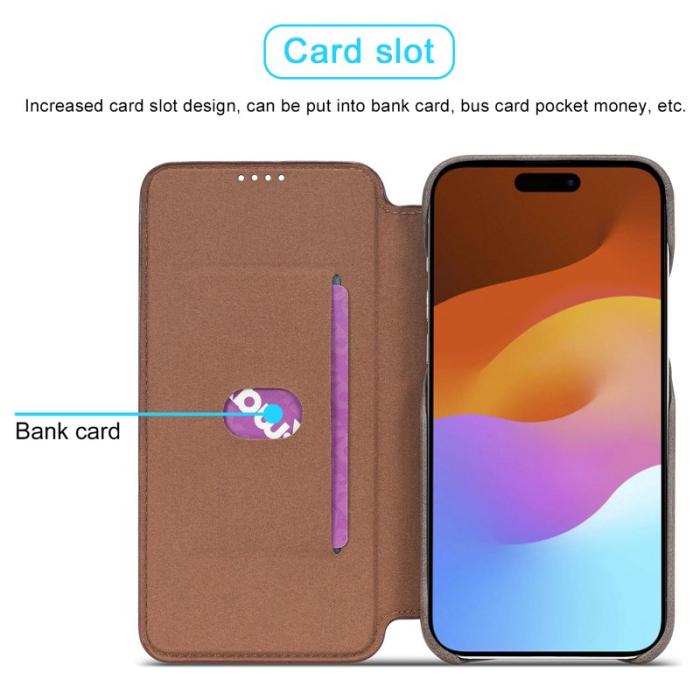 LC.imeeke - LC.IMEEKE iPhone 15 Plus Fodral PU Läder - Kaffe