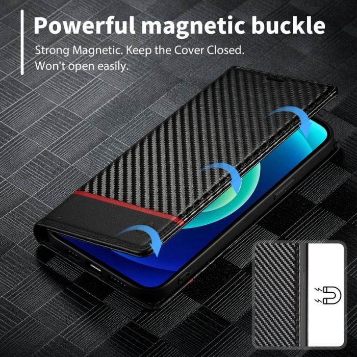 LC.imeeke - LC.IMEEKE iPhone 15 Pro Fodral i Äkta Läder - Horisontell Rand