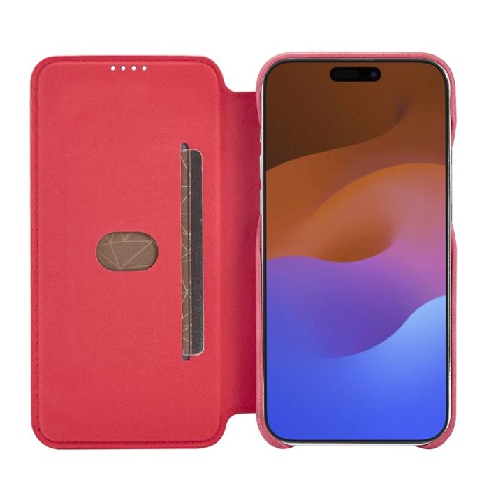 LC.imeeke - LC.IMEEKE iPhone 15 Pro Fodral i Äkta läder - Röd