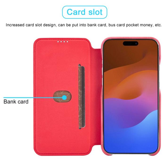 LC.imeeke - LC.IMEEKE iPhone 15 Pro Fodral i Äkta läder - Röd