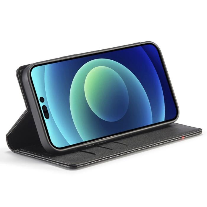 LC.imeeke - LC.IMEEKE iPhone 15 Pro Fodral i Äkta Läder - Vertikal Rand