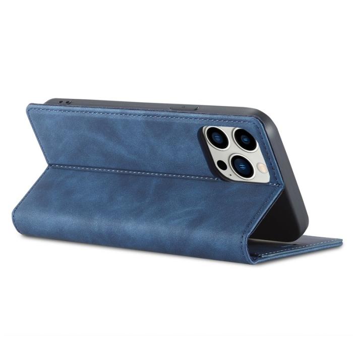 LC.imeeke - LC.IMEEKE iPhone 15 Pro Fodral i Mikrofiberläder - Blå