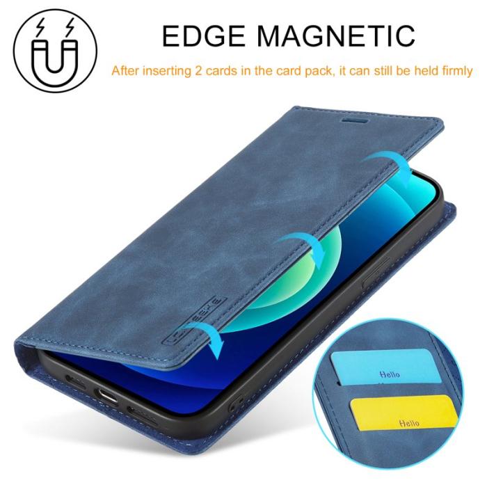 LC.imeeke - LC.IMEEKE iPhone 15 Pro Fodral i Mikrofiberläder - Blå