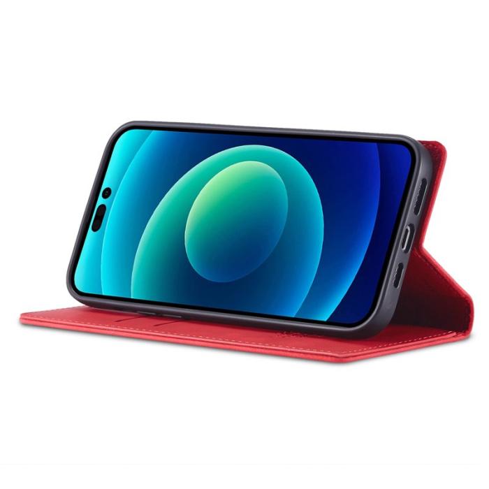 LC.imeeke - LC.IMEEKE iPhone 15 Pro Fodral i Mikrofiberläder - Röd