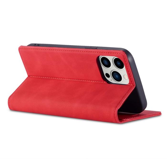 LC.imeeke - LC.IMEEKE iPhone 15 Pro Fodral i Mikrofiberläder - Röd