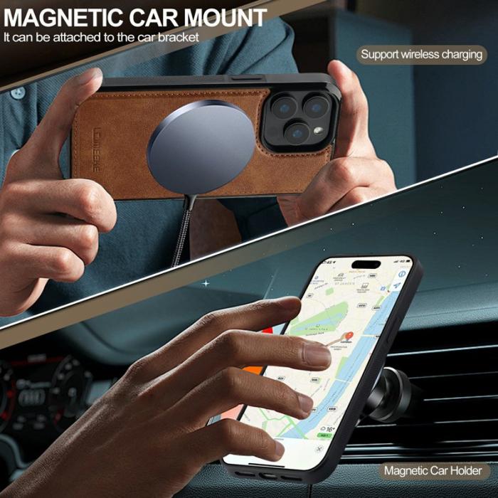 LC.imeeke - LC.IMEEKE iPhone 15 Pro Max Fodral Äkta läder - Brun