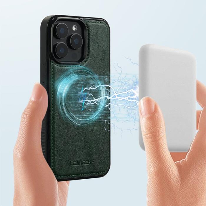 LC.imeeke - LC.IMEEKE iPhone 15 Pro Max Fodral Äkta läder - Grön