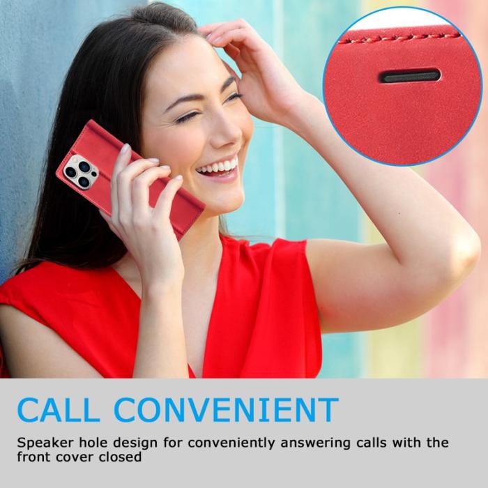 LC.imeeke - LC.IMEEKE iPhone 15 Pro Max Fodral Äkta läder - Röd