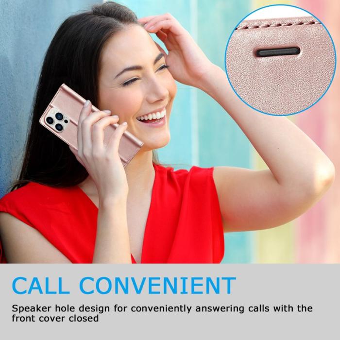 LC.imeeke - LC.IMEEKE iPhone 15 Pro Max Fodral Äkta läder - Roséguld