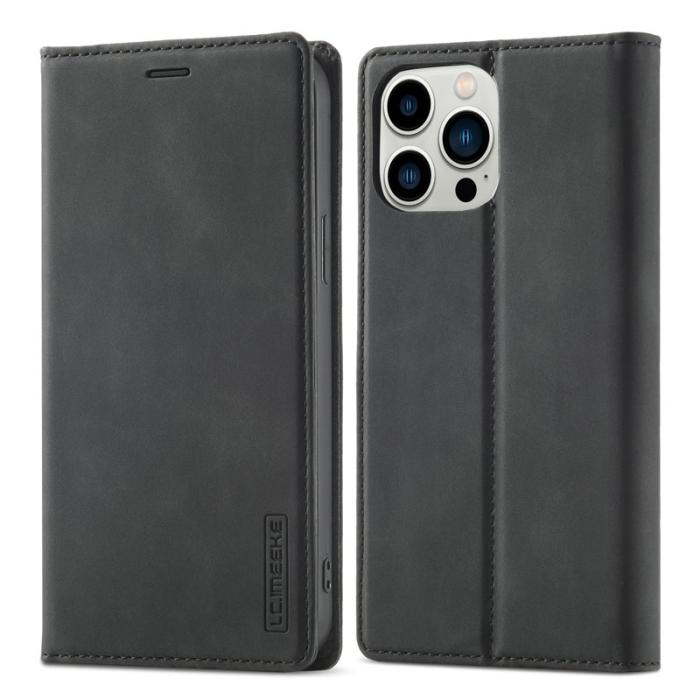 LC.imeeke - LC.IMEEKE iPhone 15 Pro Max Fodral Äkta läder - Svart