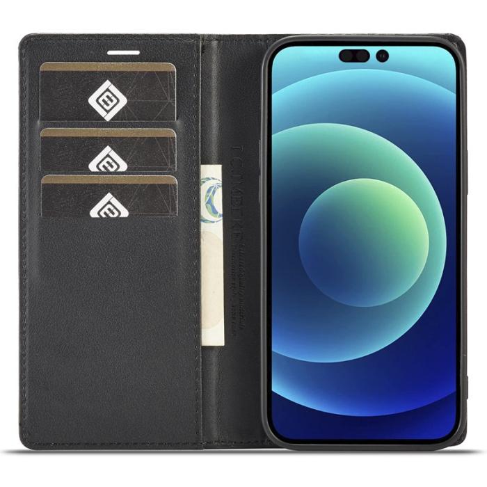 LC.imeeke - LC.IMEEKE iPhone 15 Pro Max Fodral Äkta läder - Vertikal rand