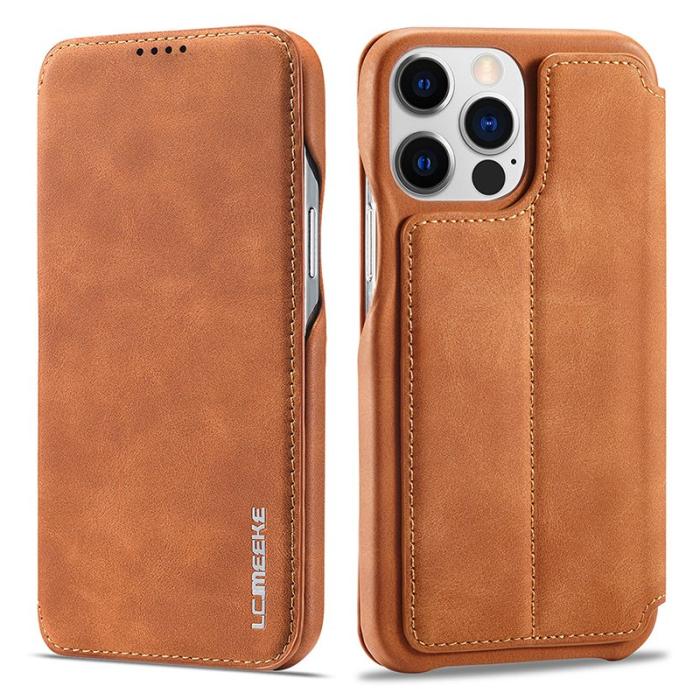 LC.imeeke - LC.IMEEKE iPhone 15 Pro Max Fodral Drop-proof PU Läder - Brun