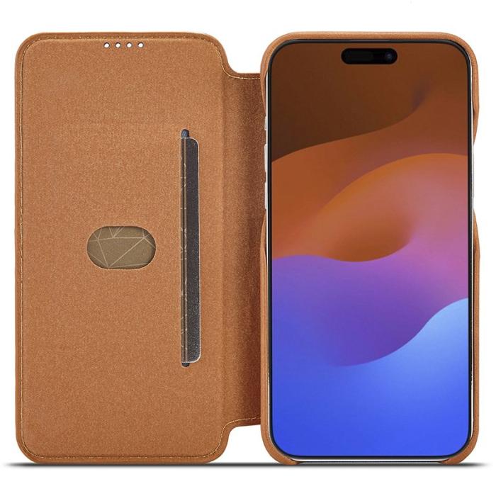 LC.imeeke - LC.IMEEKE iPhone 15 Pro Max Fodral Drop-proof PU Läder - Brun