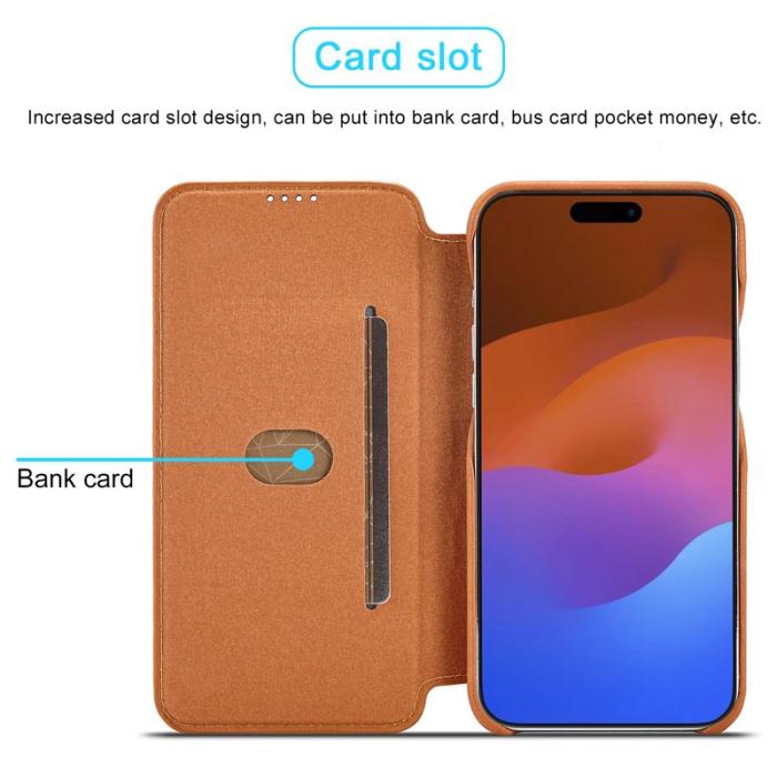 LC.imeeke - LC.IMEEKE iPhone 15 Pro Max Fodral Drop-proof PU Läder - Brun