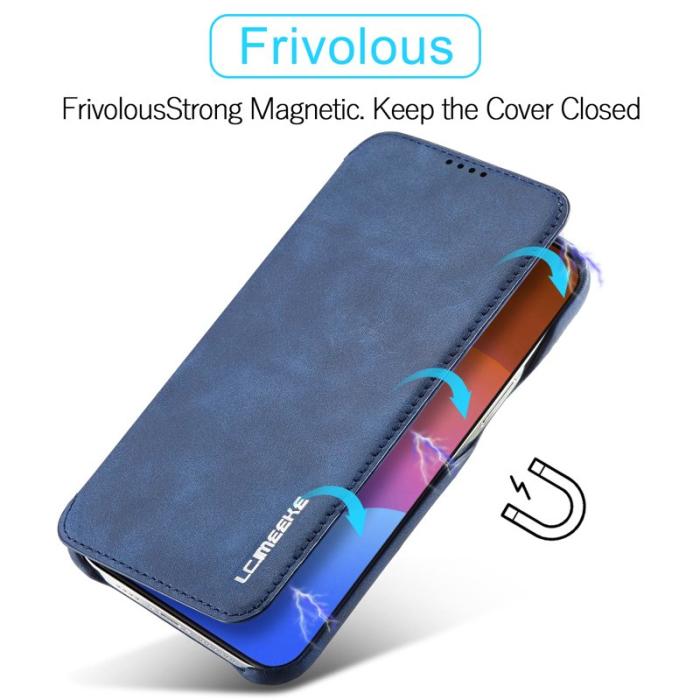 LC.imeeke - LC.IMEEKE iPhone 15 Pro Max Fodral PU Läder - Blå