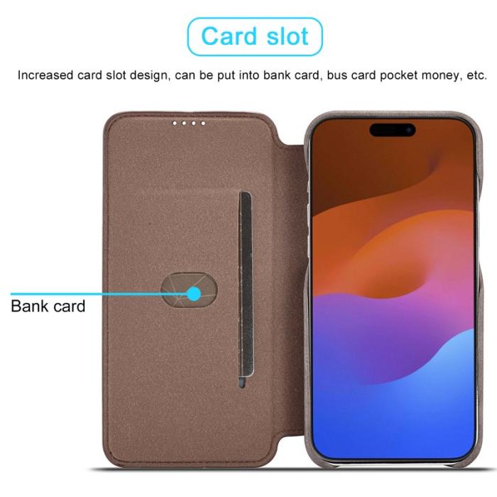 LC.imeeke - LC.IMEEKE iPhone 15 Pro Max Fodral PU Läder - Kaffe