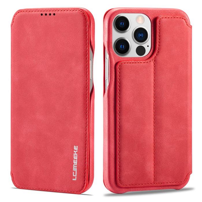 LC.imeeke - LC.IMEEKE iPhone 15 Pro Max Fodral PU Läder - Röd