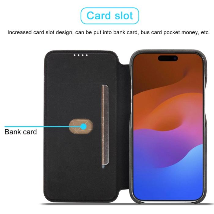 LC.imeeke - LC.IMEEKE iPhone 15 Pro Max Fodral PU Läder - Svart