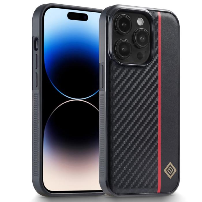 LC.imeeke - LC.IMEEKE iPhone 15 Pro Skal Äkta läder - Svart