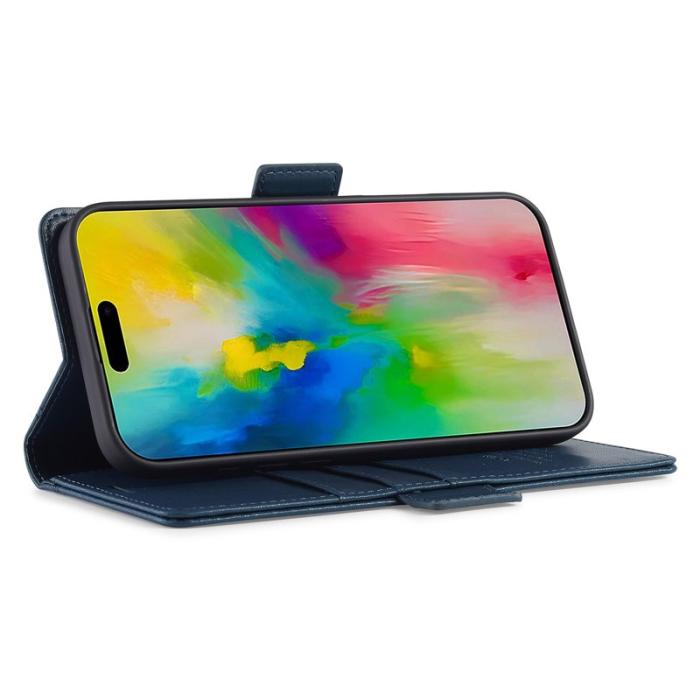 LC.imeeke - LC.IMEEKE iPhone 16 Fodral Äkta läder - Blå