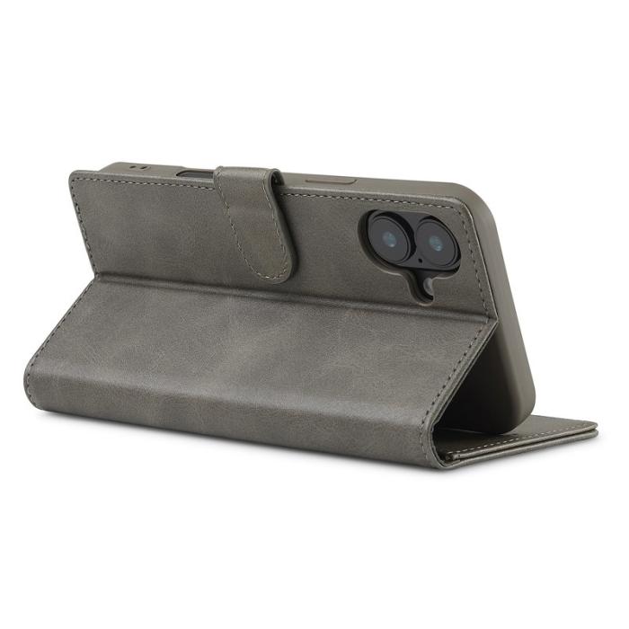 LC.imeeke - LC.IMEEKE iPhone 16 Fodral Calf Texture PU Leather - Grå