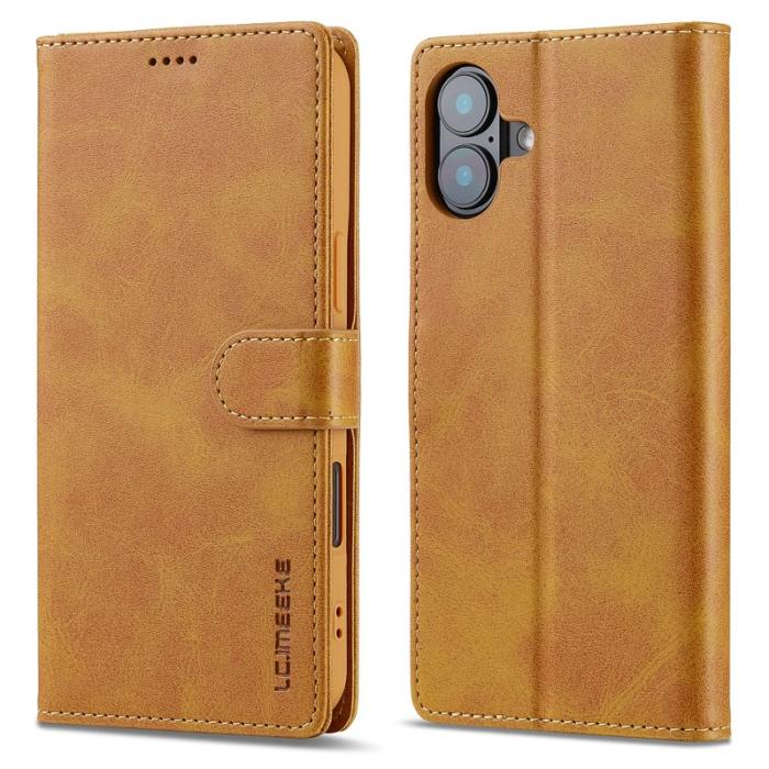 LC.imeeke - LC.IMEEKE iPhone 16 Fodral Calf Texture PU Leather - Gul