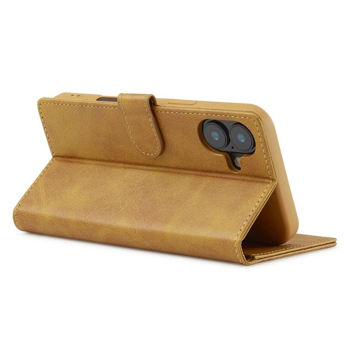 LC.imeeke - LC.IMEEKE iPhone 16 Fodral Calf Texture PU Leather - Gul