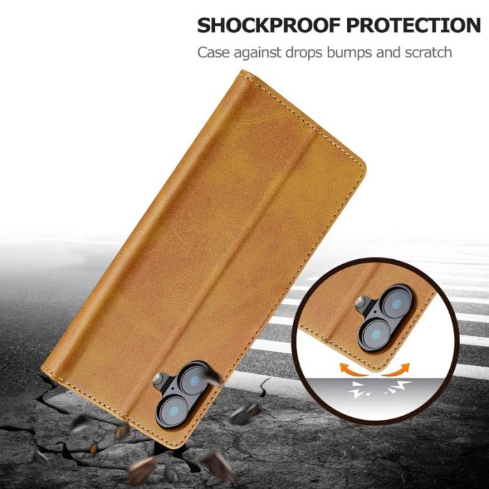 LC.imeeke - LC.IMEEKE iPhone 16 Fodral Calf Texture PU Leather - Gul